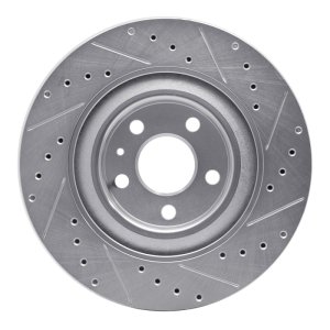 Volvo V60 Brake Rotor (1) - Rear Left - R1 Concepts - Drilled & Slotted - Silver - `16-`26
